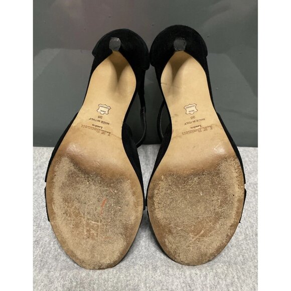 L. K. Bennett Blossom Womens Strappy Sandals Black Suede Heels Size 36 EU 6 US - Picture 9 of 9